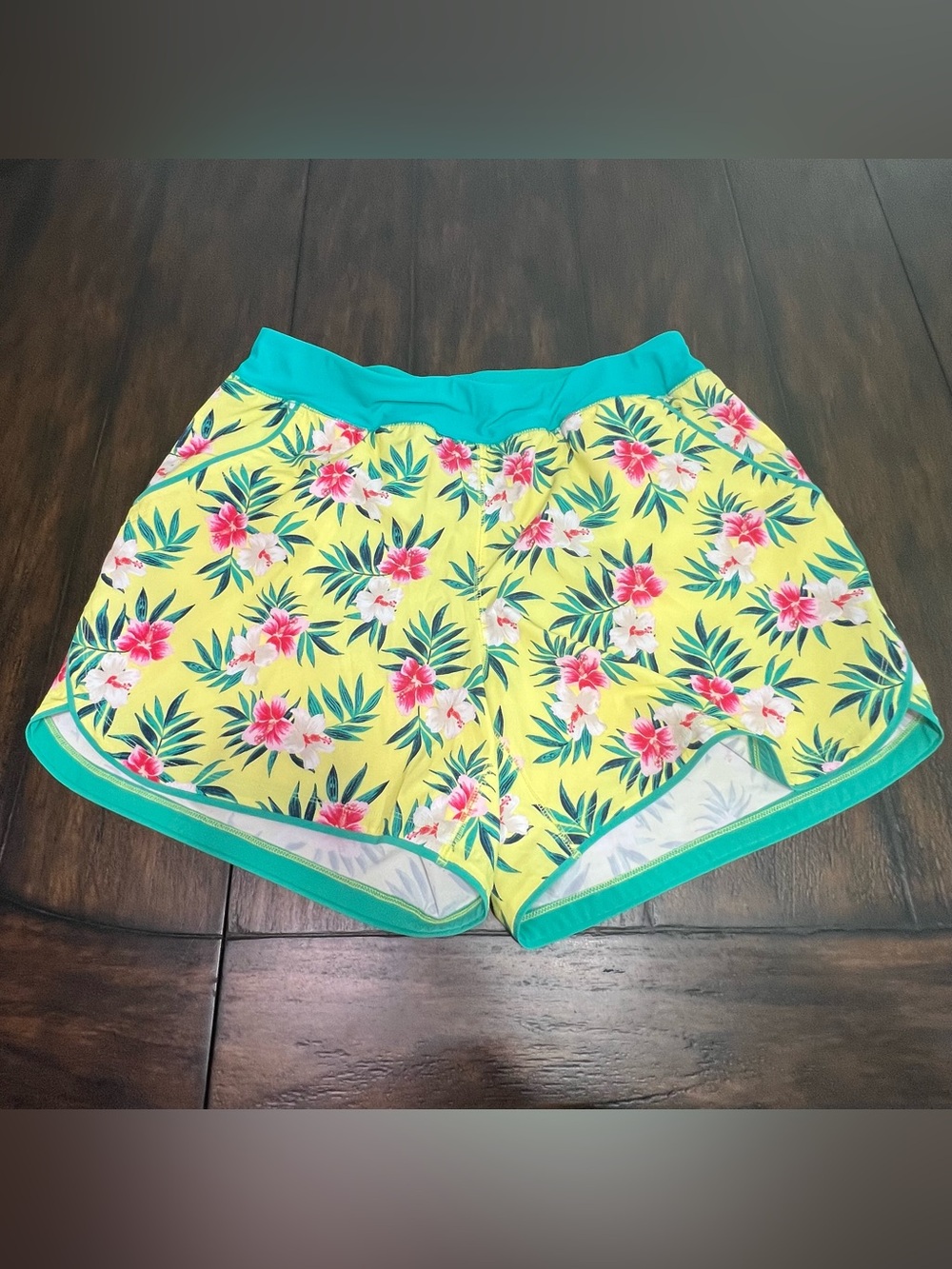 Lands' End Swim Shorts Women’s Plus 16W Tropical Hibiscus Floral Pockets